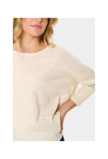 Saint Tropez Mila Round Neck Pullover in Brown Rice Melange by Saint Tropez