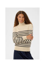 Saint Tropez Mila Striped Turtleneck in Brown Rice Black by Saint Tropez