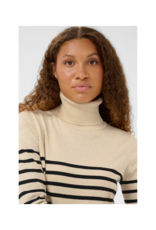 Saint Tropez Mila Striped Turtleneck in Brown Rice Black by Saint Tropez