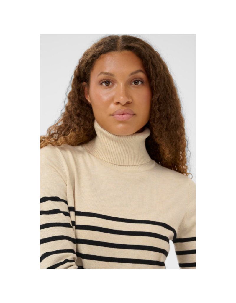 Saint Tropez Mila Striped Turtleneck in Brown Rice Black by Saint Tropez