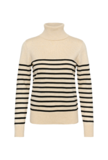 Saint Tropez Mila Striped Turtleneck in Brown Rice Black by Saint Tropez