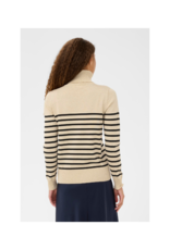Saint Tropez Mila Striped Turtleneck in Brown Rice Black by Saint Tropez