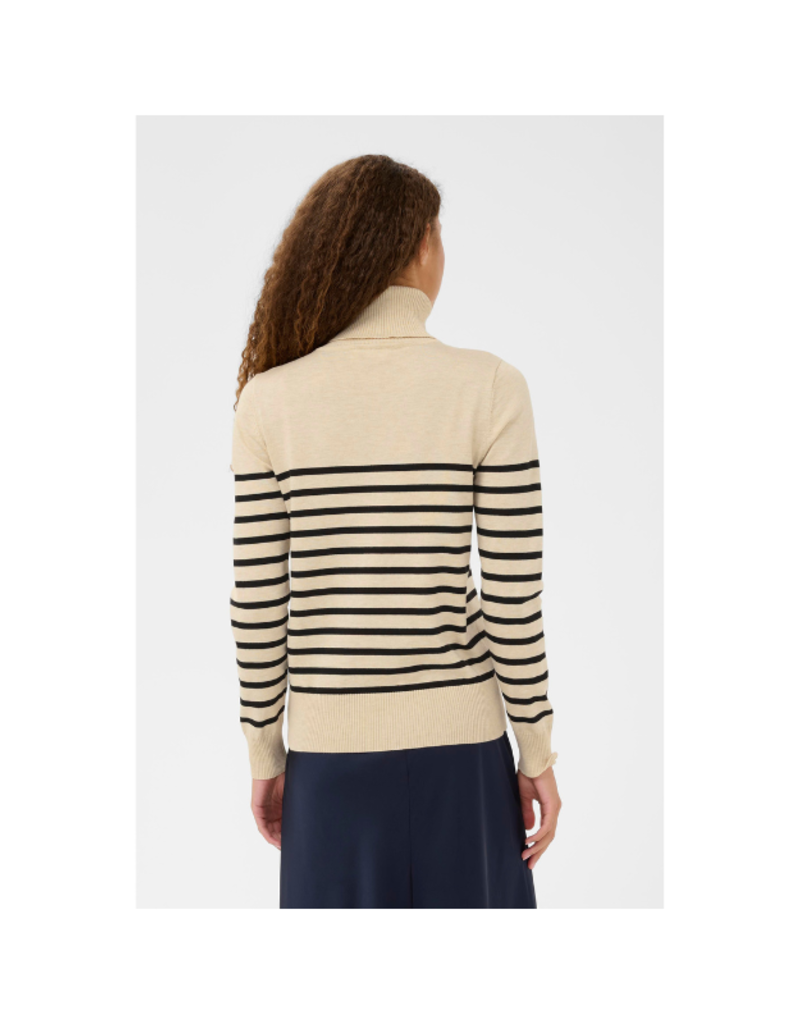 Saint Tropez Mila Striped Turtleneck in Brown Rice Black by Saint Tropez
