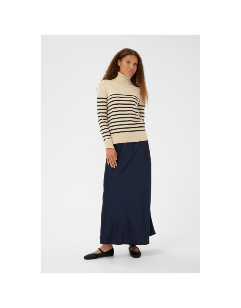 Saint Tropez Mila Striped Turtleneck in Brown Rice Black by Saint Tropez