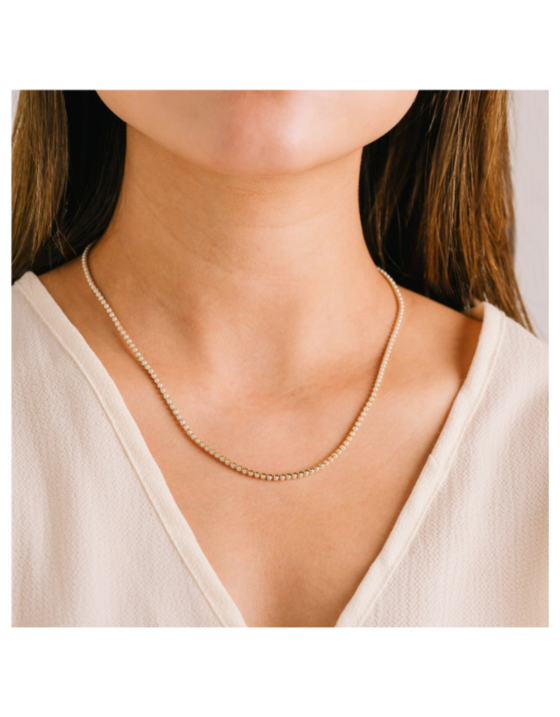 Lover's Tempo Tennis Necklace in Pearl by Lover's Tempo