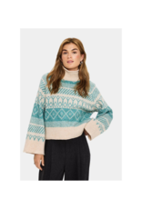 Saint Tropez Micha Knit Sweater in Aqua Haze Melange by Saint Tropez