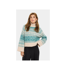 Saint Tropez Micha Knit Sweater in Aqua Haze Melange by Saint Tropez