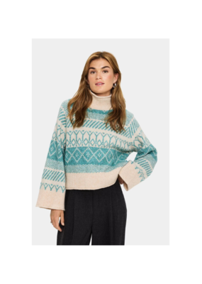 Saint Tropez Micha Knit Sweater in Aqua Haze Melange by Saint Tropez