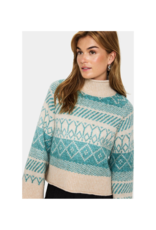Saint Tropez Micha Knit Sweater in Aqua Haze Melange by Saint Tropez