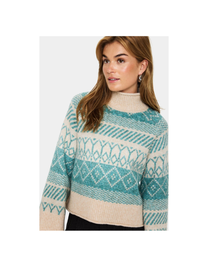 Saint Tropez Micha Knit Sweater in Aqua Haze Melange by Saint Tropez