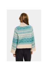 Saint Tropez Micha Knit Sweater in Aqua Haze Melange by Saint Tropez