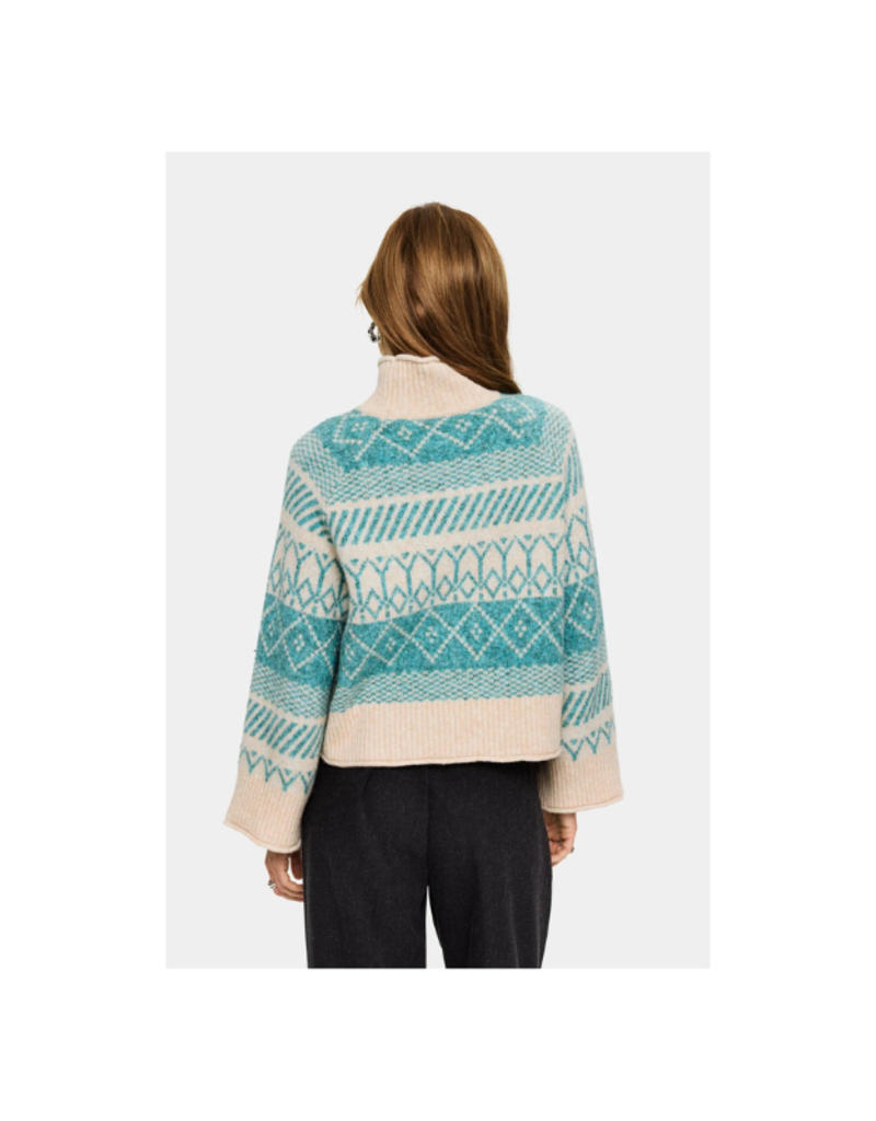 Saint Tropez Micha Knit Sweater in Aqua Haze Melange by Saint Tropez