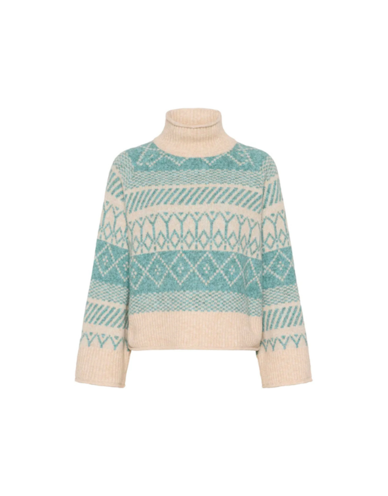 Saint Tropez Micha Knit Sweater in Aqua Haze Melange by Saint Tropez