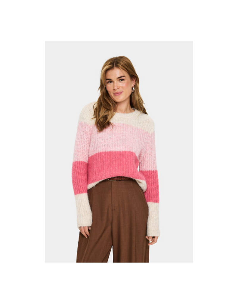 Saint Tropez Mandy Knit Sweater in Wild Rose Melange by Saint Tropez