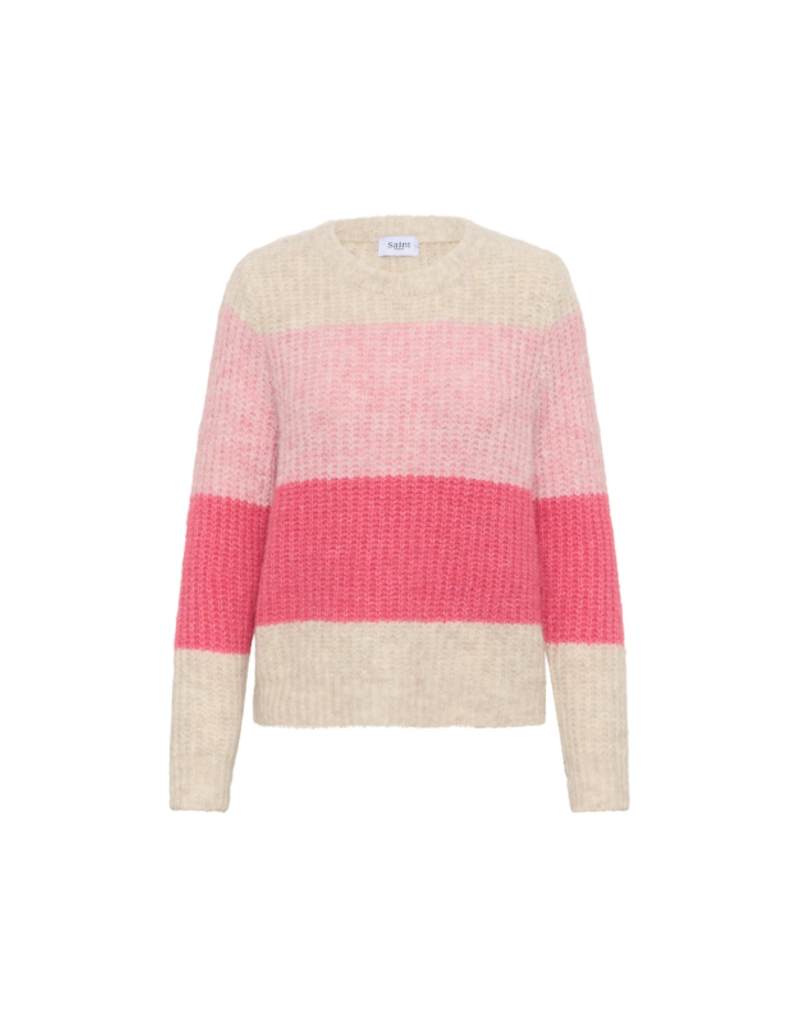 Saint Tropez Mandy Knit Sweater in Wild Rose Melange by Saint Tropez