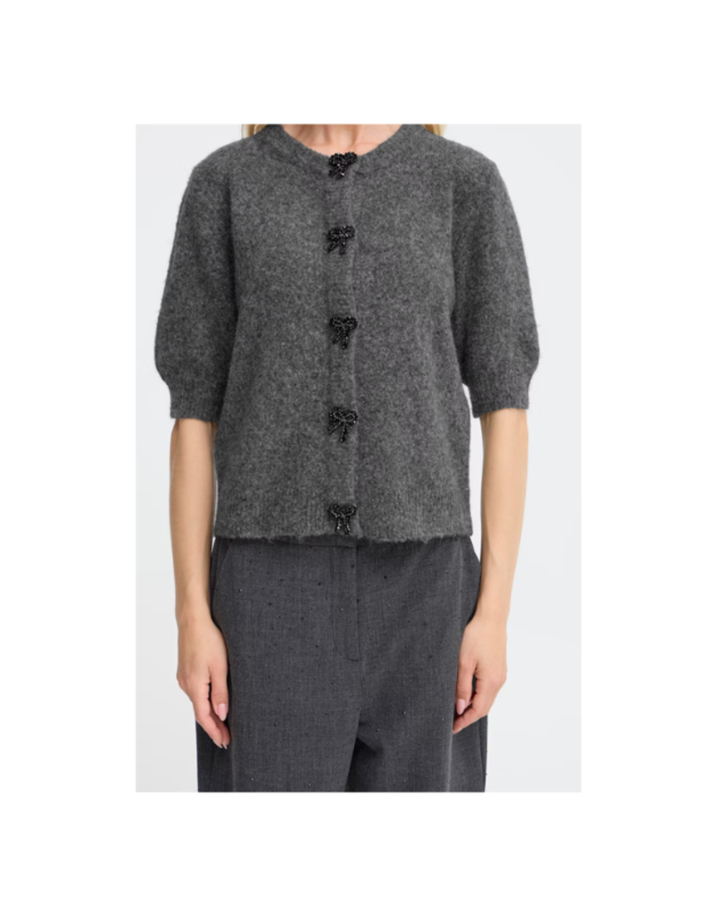 b.young Omea Deco Cardigan in Dark Grey Melange by b.young
