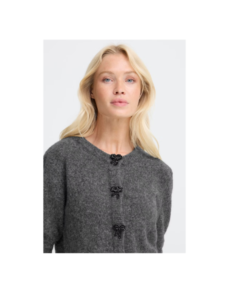 b.young Omea Deco Cardigan in Dark Grey Melange by b.young