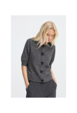 b.young Omea Deco Cardigan in Dark Grey Melange by b.young