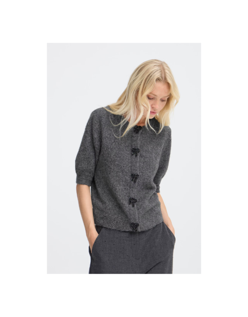 b.young Omea Deco Cardigan in Dark Grey Melange by b.young
