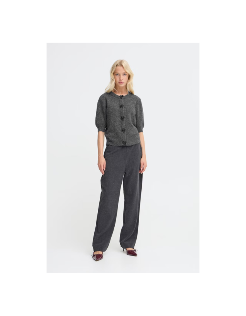 b.young Omea Deco Cardigan in Dark Grey Melange by b.young