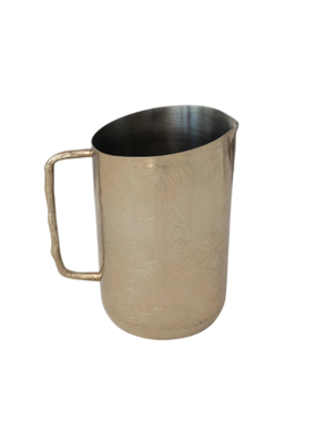 Creative Co-Op Brass Etched Flower Pitcher