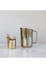 Creative Co-Op Brass Etched Flower Pitcher