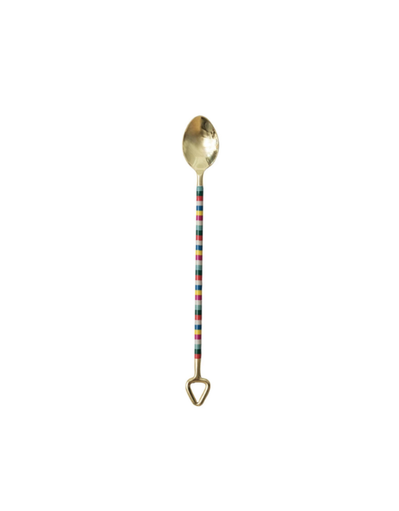 Creative Co-Op Stainless Steel Striped Cocktail Spoon