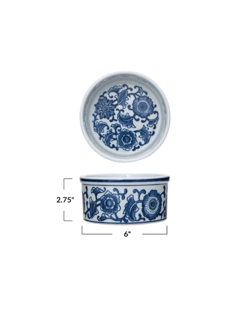 Creative Co-Op Blue & White Pet Bowl Small
