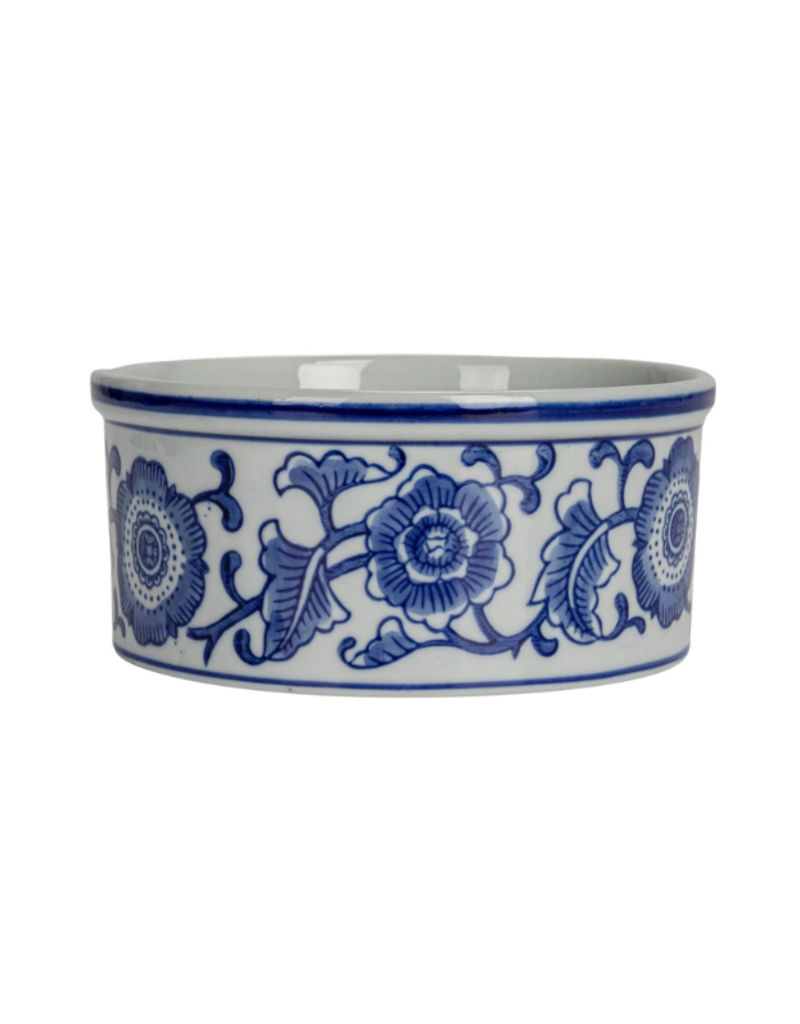 Creative Co-Op Blue & White Pet Bowl Large