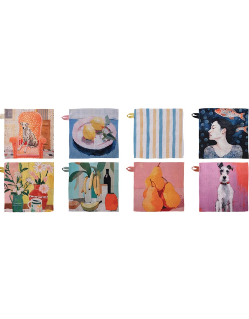 Creative Co-Op Assorted Design Printed Microfibre Dish Cloth