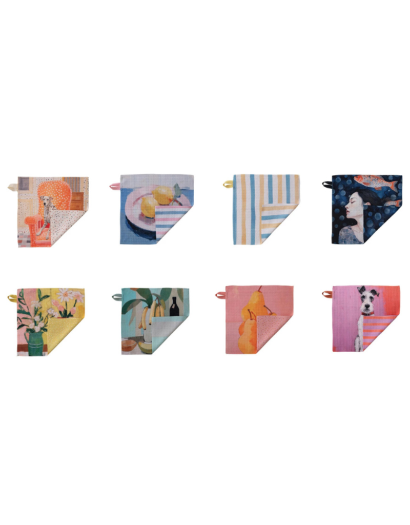 Creative Co-Op Assorted Design Printed Microfibre Dish Cloth