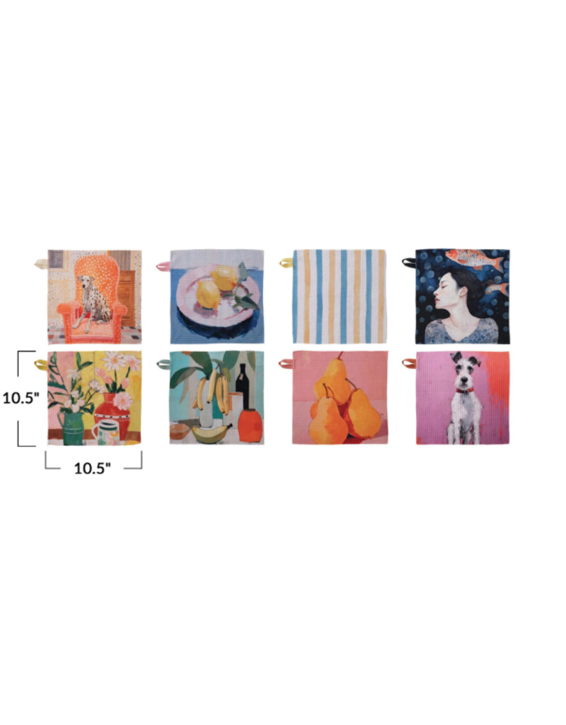Creative Co-Op Assorted Design Printed Microfibre Dish Cloth