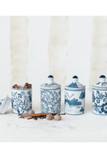 Creative Co-Op Blue & White Hand-Painted Spice Jar Assorted