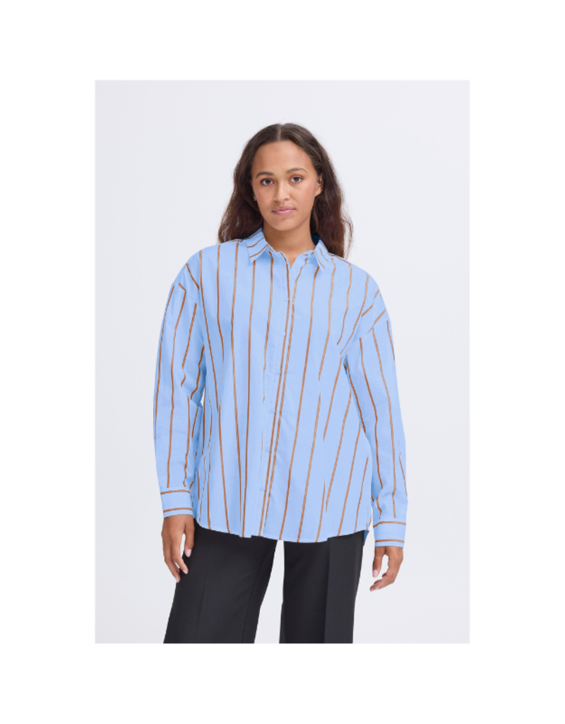 ICHI Sadia Button Shirt in Blue Yonder by ICHI
