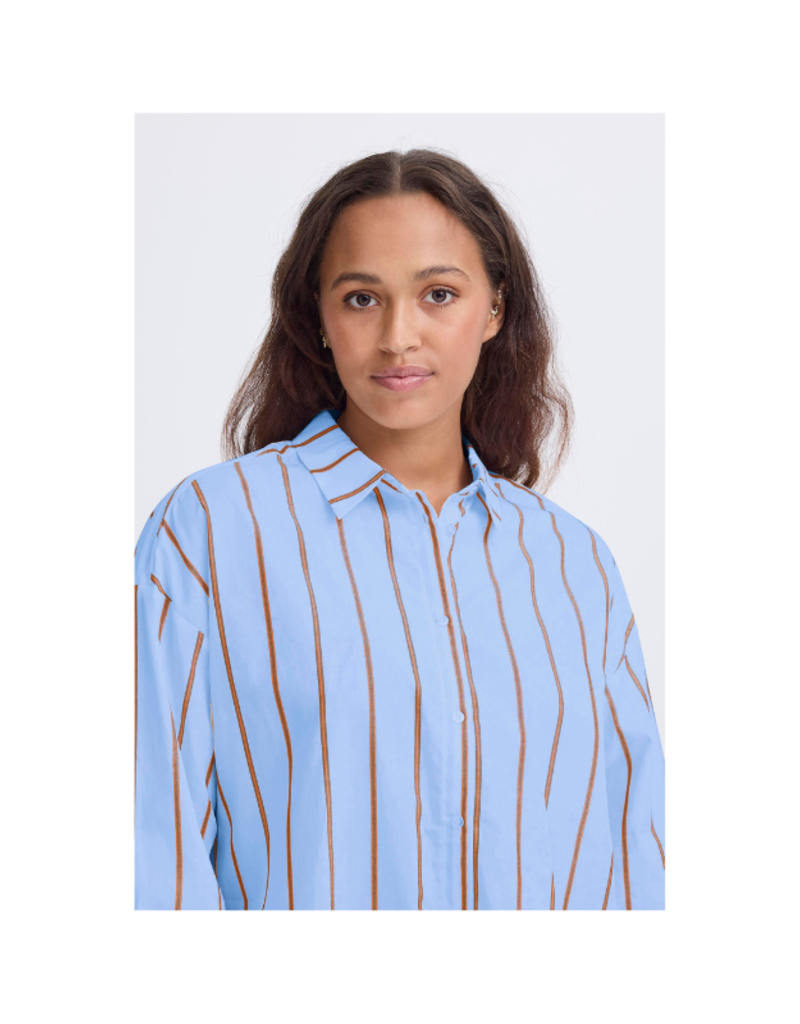 ICHI Sadia Button Shirt in Blue Yonder by ICHI