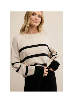 Z Supply Jordane Striped Sweater in Light Oatmeal Heather by Z Supply