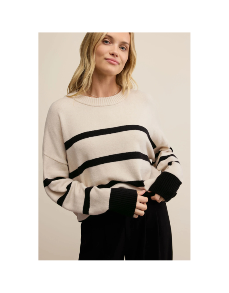Z Supply Jordane Striped Sweater in Light Oatmeal Heather by Z Supply