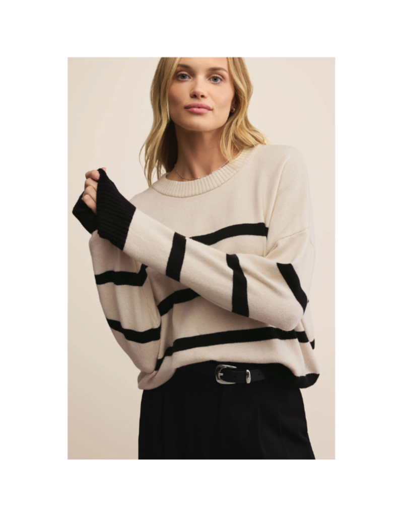 Z Supply Jordane Striped Sweater in Light Oatmeal Heather by Z Supply