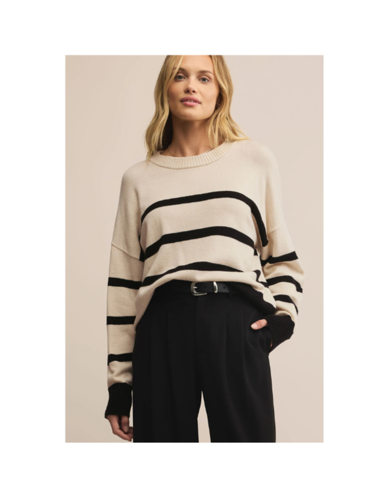 Z Supply Jordane Striped Sweater in Light Oatmeal Heather by Z Supply