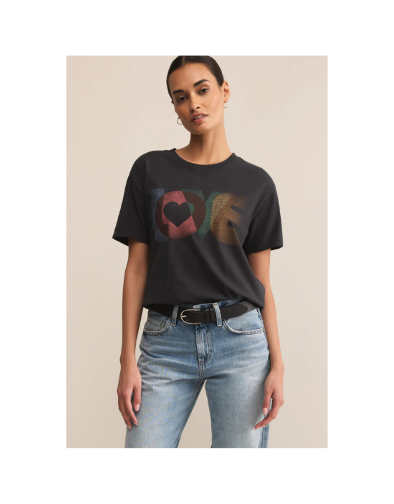 Z Supply Love Boyfriend Tee in Black Sand by Z Supply