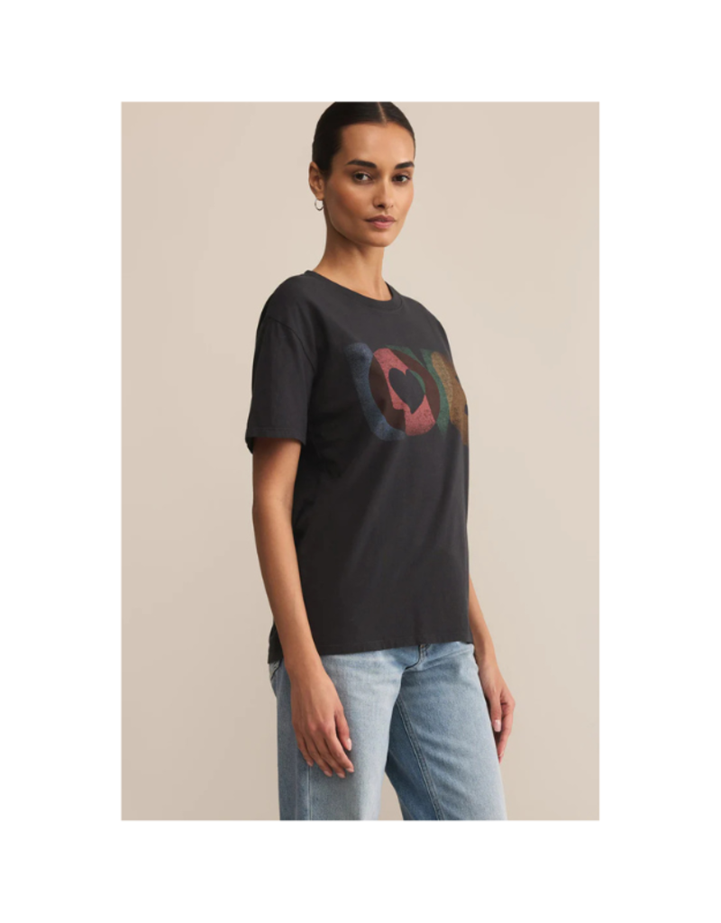 Z Supply Love Boyfriend Tee in Black Sand by Z Supply