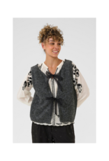Cream Bulp Knit Vest in Dark Grey Melange by Cream