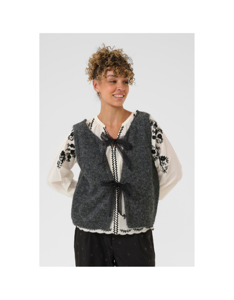Cream Bulp Knit Vest in Dark Grey Melange by Cream