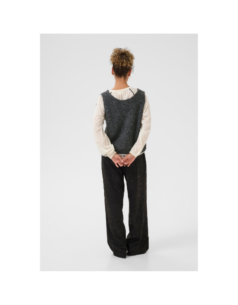 Cream Bulp Knit Vest in Dark Grey Melange by Cream