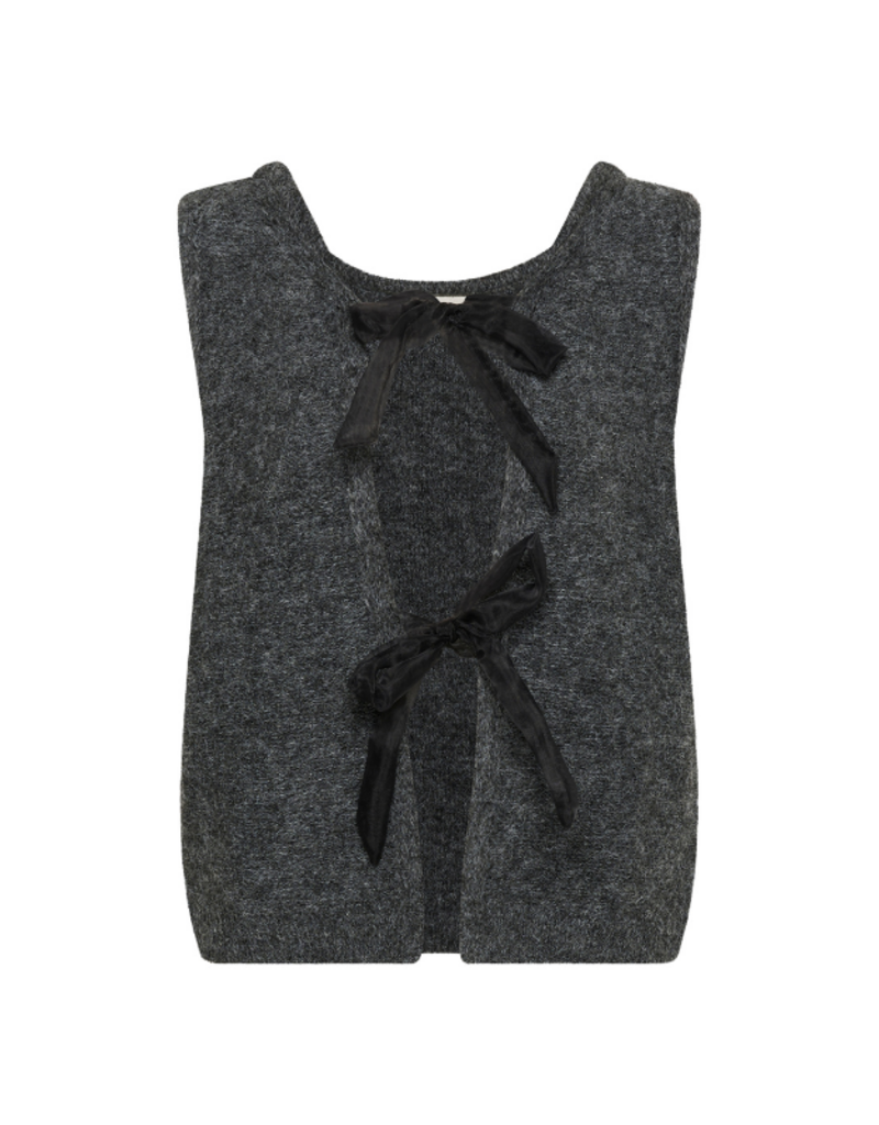 Cream Bulp Knit Vest in Dark Grey Melange by Cream