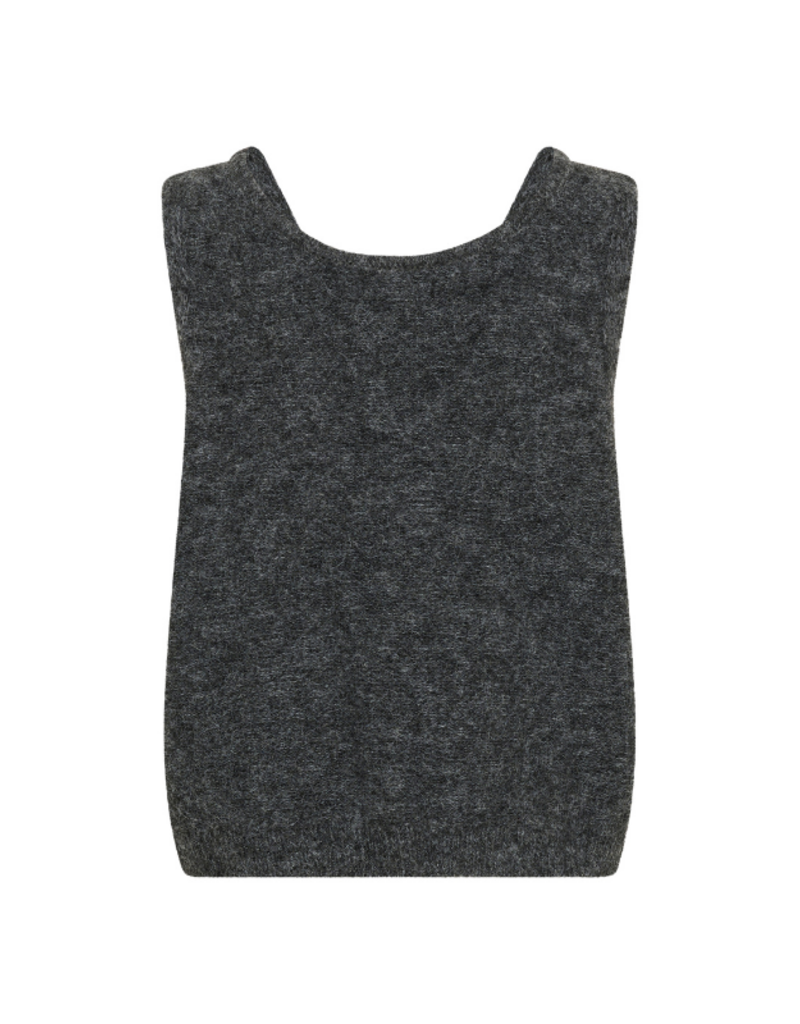 Cream Bulp Knit Vest in Dark Grey Melange by Cream