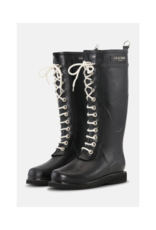 Ilse Jacobsen Tall Rubber Lace-Up Rainboots in Black by Ilse Jacobsen