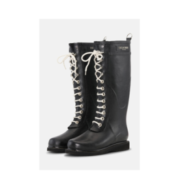 Ilse Jacobsen Tall Rubber Lace-Up Rainboots in Black by Ilse Jacobsen