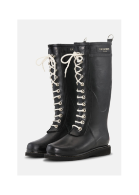 Ilse Jacobsen Tall Rubber Lace-Up Rainboots in Black by Ilse Jacobsen