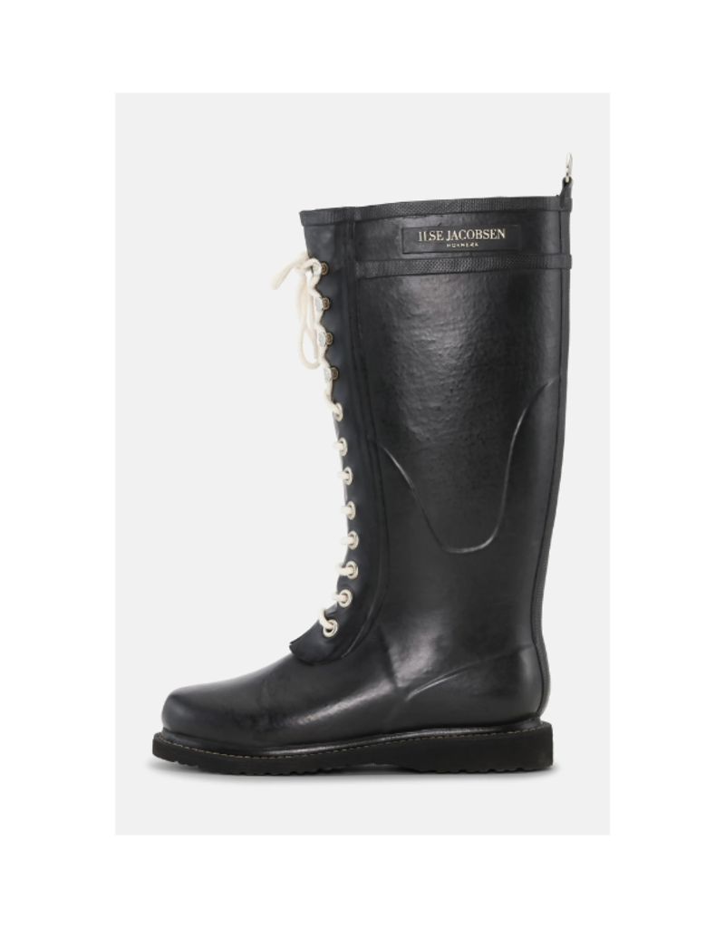 Ilse Jacobsen Tall Rubber Lace-Up Rainboots in Black by Ilse Jacobsen